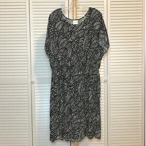 Bedford Fair Tropical Round Neck Short Sleeve Sheath Midi Dress 2XL